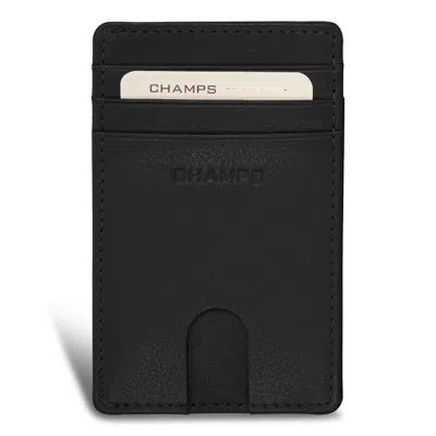 Champs Onyx / Leather Access Card Case In Black