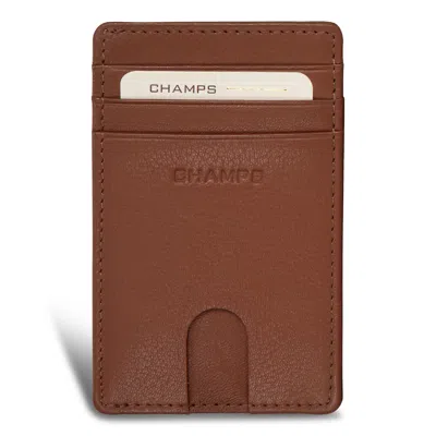 Champs Onyx / Leather Access Card Case In Brown