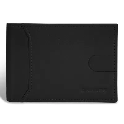 Champs Onyx / Leather Bi-fold Clip Wallet In Black