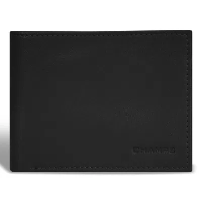 Champs Onyx / Leather Center Wing Wallet In Black
