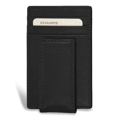 Champs Onyx / Leather Mag Card Case In Black