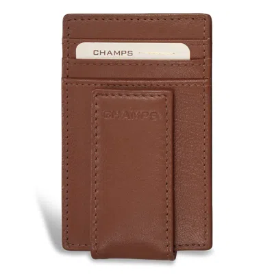 Champs Onyx / Leather Mag Card Case In Brown
