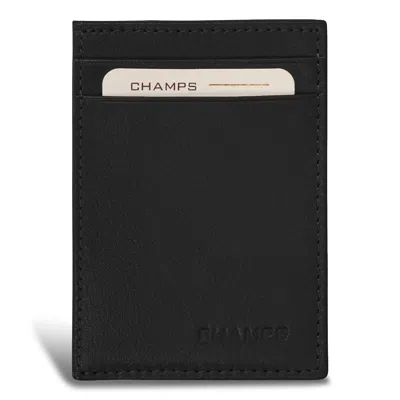 Champs Onyx / Leather Mag Hybrid Card Holder In Black
