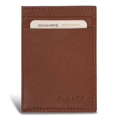 Champs Onyx / Leather Mag Hybrid Card Holder In Brown