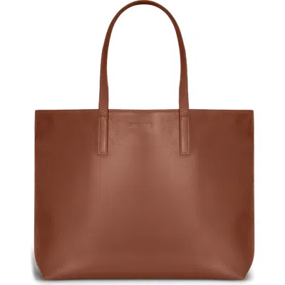 Champs Onyx Leather Open Tote In Brown