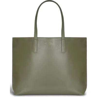 Champs Onyx Leather Open Tote In Khaki