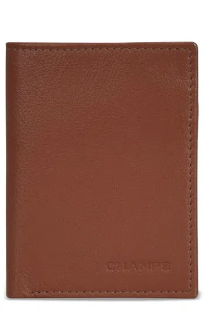 Champs Onyx Leather Rfid Vertical Slim Wallet In Brown