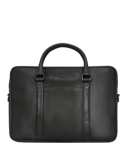 Champs Onyx Leather Slim Briefcase In Black