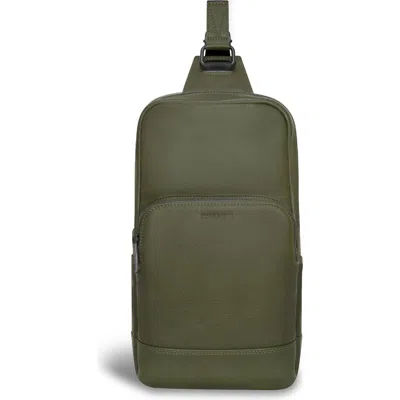 Champs Onyx Leather Sling Bag In Khaki