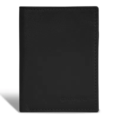 Champs Onyx / Leather Vertical Slim Wallet In Black