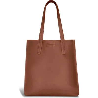 Champs Onyx Leather Vertical Tote In Brown