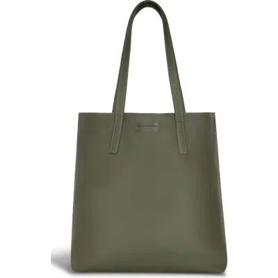 Champs Onyx Leather Vertical Tote In Khaki