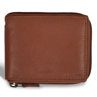 Champs Onyx / Leather Zip Around Wallet In Brown