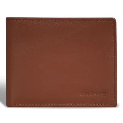Champs Onyx / Leather Zip Bi-fold Wallet In Brown