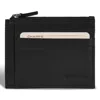 Champs Onyx / Leather Zip Card Case In Black