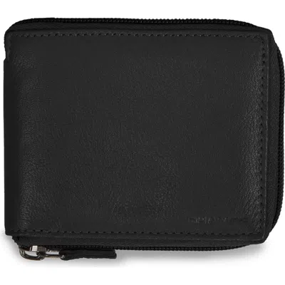 Champs Onyx Zip Around Bifold Wallet In Black
