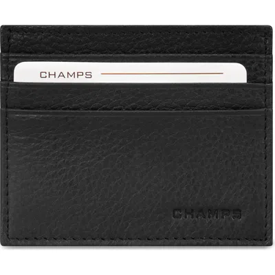 Champs Slim Leather Card Wallet In Black