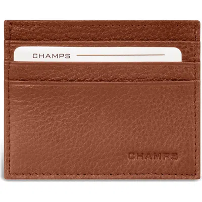 Champs Slim Leather Card Wallet In Brown
