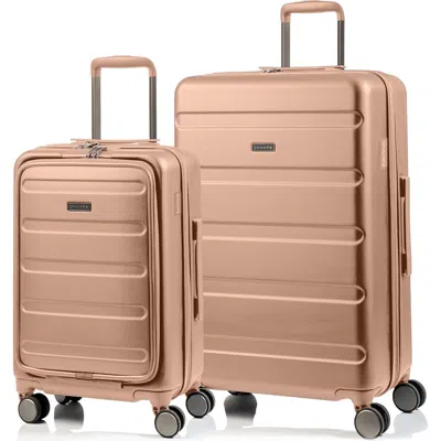 Champs Tech 2-piece Wheeled Luggage Set In Rose Gold