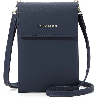 Champs Travel Faux Leather Sling Bag In Navy