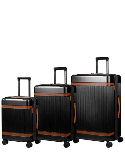 Champs Vintage Air 3pc Expandable Luggage Set In Black