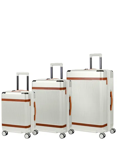 Champs Vintage Air 3pc Expandable Luggage Set In White