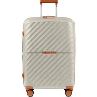 Champs Vintage Aura Medium Hardside Checked Suitcase In Ivory