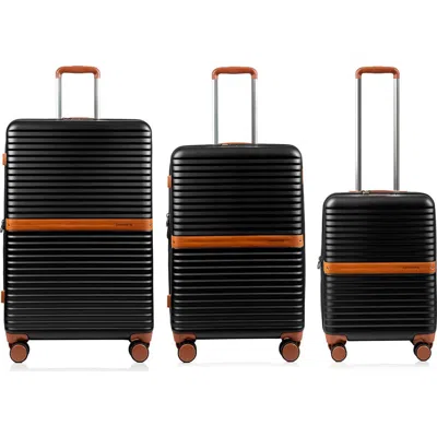 Champs Vintage Ii 3-piece Wheeled Luggage Set In Black