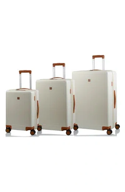 Champs Vintage Muse 3-piece Hardside Luggage Set In Ivory/tan