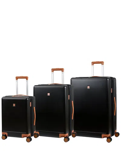 Champs Vintage Muse 3pc Expandable Luggage Set In Black