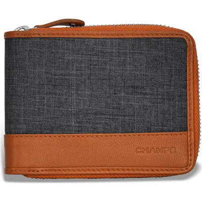 Champs Zip Around Bifold Wallet In Tan/black