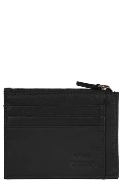 Champs Zip Leather Card Case In Black