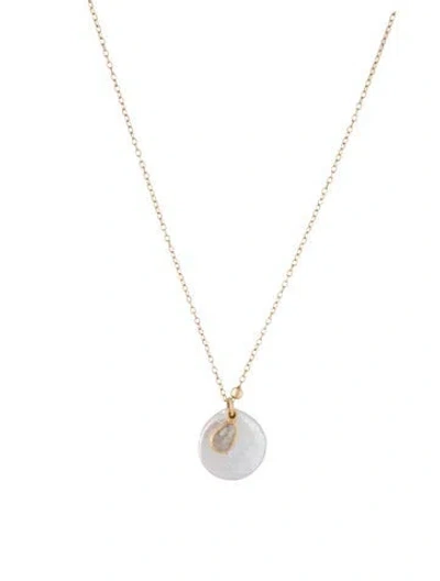 Pre-owned Chan Luu 14k Cultured Pearl & Diamond Slice Pendant Necklace, 20" In Multicolor