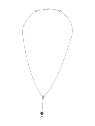 Pre-owned Chan Luu 14k Dyed Cultured Pearl & Diamond Slice Y Pendant Necklace, 17.75" In Multi
