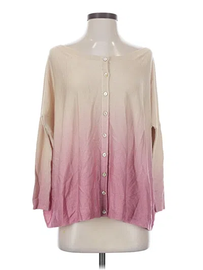 Pre-owned Chan Luu 3/4 Sleeve Silk Top Pink Square Neckline Tops