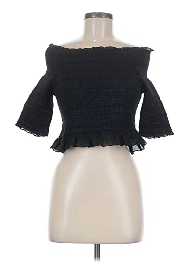 Pre-owned Chan Luu 3/4 Sleeve Top Black Off The Shoulder Neckline Tops