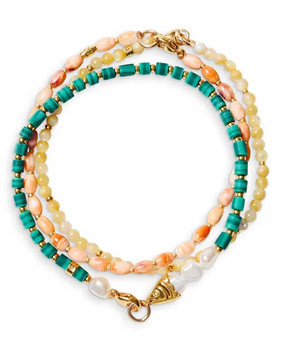 Chan Luu 3-pc. Set Gemstone Beaded Flex Bracelets In Pattern