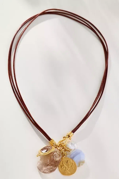 Chan Luu Antigua Leather Charm Necklace In Gold