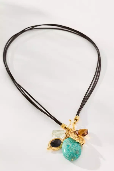 Chan Luu Antigua Leather Charm Necklace In Gold
