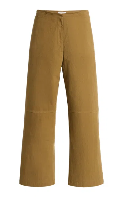 Chan Luu Back Snap Straight Leg Pants In Brown
