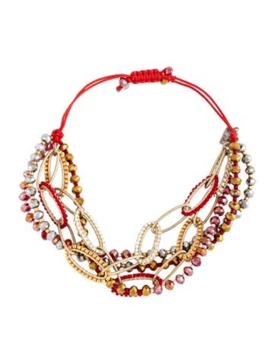 Pre-owned Chan Luu Bead & Cord Adjustable Multistrand Bracelet, 8" In Multicolor