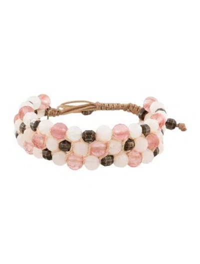 Pre-owned Chan Luu Bead & Cord Bracelet, 9.5" In Neutrals