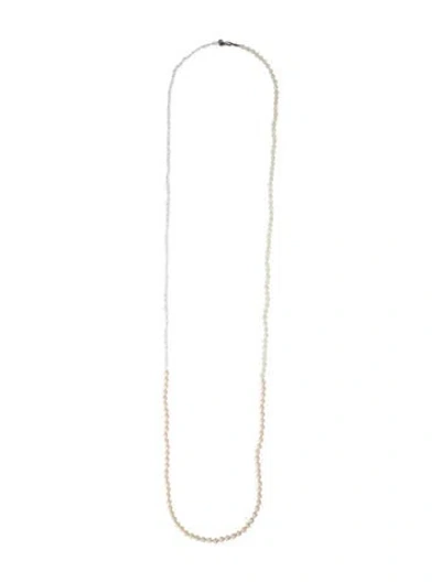 Pre-owned Chan Luu Bead & Faux Pearl Bead Strand Necklace, 54" In Clear/neutrals