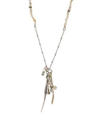 Pre-owned Chan Luu Bead, Crystal & Leather Pendant Necklace, 36" In Multicolor