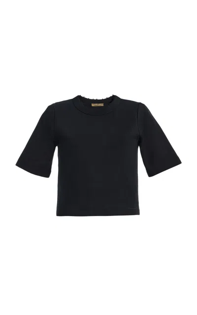 Chan Luu Beaded Cotton Tee In Black
