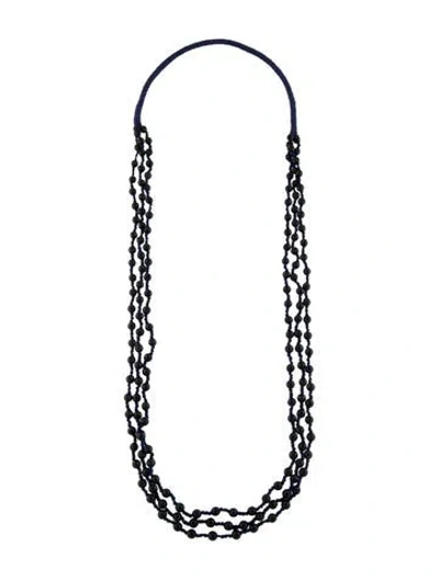 Pre-owned Chan Luu Beaded Long Necklace, 19" In Blue