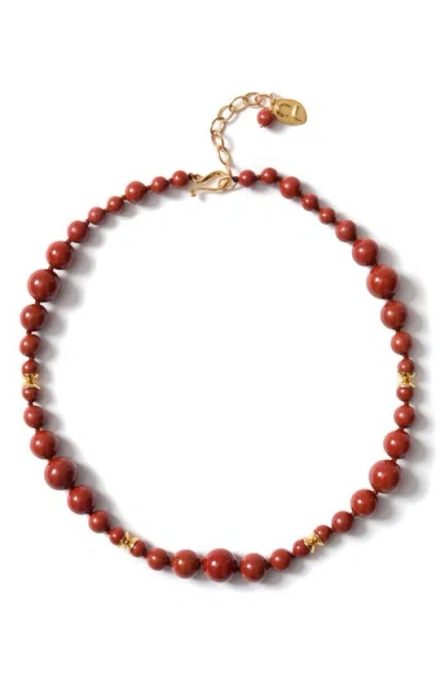 Chan Luu Bell Tower Red Jasper Bead Necklace