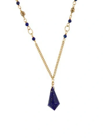 Pre-owned Chan Luu Blue Stone Pendant Necklace, 23.75"