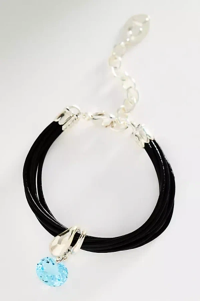 Chan Luu Blue Topaz Serpentine Cord Bracelet In Black