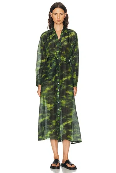 Chan Luu Button Up Long Shirt In Green